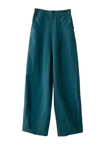 Pantalon banane Xiangyunsha en soie premium bleu sarcelle craquelé HangErFeng 133