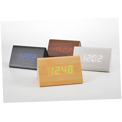 Miniatura 3 de Ciieeo Reloj De Madera Controlado Por Voz Moderno Reloj Led Para Escritorio Y Despertador Silencioso Incluye Termómetro Madera Y Luz