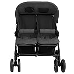 vidaXL Geschwisterwagen Klappbares Design Zwillingswagen Kinderwagen Baby Kinder Buggy Zwillingsbuggy Kinderbuggy Reisebuggy Dunkelgrau Stahl