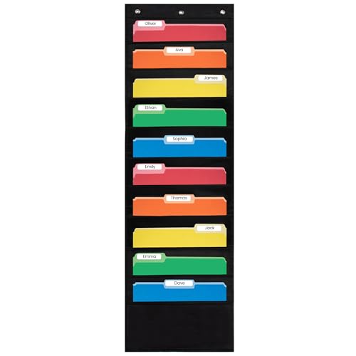 Essex Wares - 10 Pocket File Pocket Chart, Black, 14