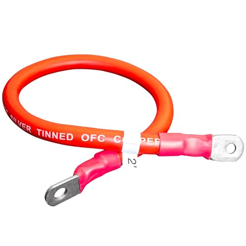 1/0 Gauge Heavy Duty tinned Copper Marine Battery Cable RED (02 ft, 3/8