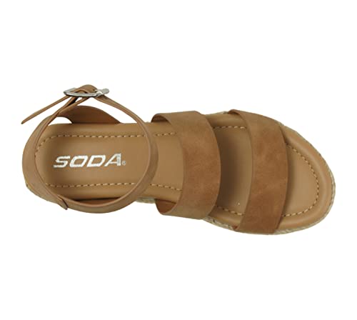 Image of Soda BRYCE-2 Kids /Children /Girls Open Toe Two Bands Espadrille Jute Platform Wedge Casual Fashion Flatform Sandals with Buckle Ankle Strap