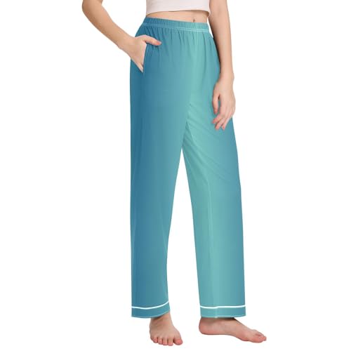 Pantalon de pyjama confortable pour femme GuoChe bas de nuit vert à cordon