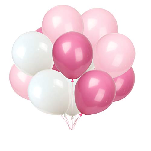 Latex balloon 100 pcs 12 inch ï¼š white and light pink and rose red latex balloons