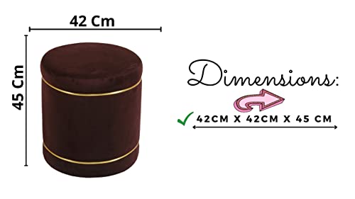 Image of Pouffes Sitting Stool for Living Room, Puffy Wooden Ottoman | Round Pouffe for Living Room & Bedroom | Pouf for Office & Home Decoration & Modern Seating Stool (Cmbo-Coffee)