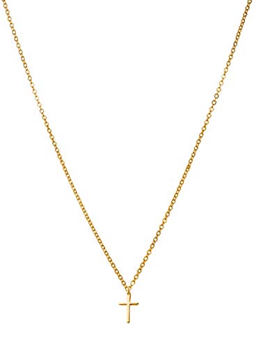 day.berlin Kreuzkette Damen Cross fine in Gold, Halskette 45+5cm mit Anhänger kleines Kreuz (15x10mm), feine Edelstahl Kette 18k vergoldet, nickelfrei und wasserfest Cover