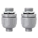 Feotech 1/2 Inch Liquid Tight Connector - 2 Pack PVC Electrical Conduit Fittings 180 Degree Straight Flexible Connectors for Home, Kitchen, and Bathroom Conduit Connector