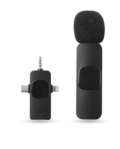 Image of Juarez K15 Wireless Microphone All-in-One 3-Port Mini Lavalier Mic - 2.4G Wireless, 20m Range, 1-Drag-1 Clip-On Lapel Mic for Smartphone, Camera, Vlogging, YouTube, Interviews & Content Creation