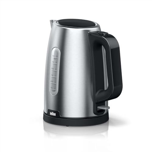 Braun PurShine Kettle 1.7L 2200W Double scale water window Practical flip lid Fast boiling system Anti-scale filter protection system WK1500BK Steel
