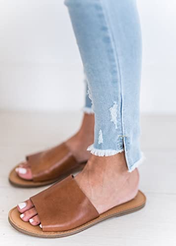 Steve Madden Grace Slide Sandal Cognac Leather 7.5 W4