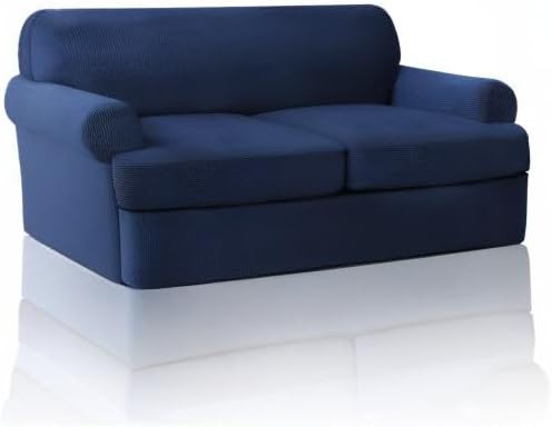 Miniatura 8 de PrinceDeco Funda de sofá de 3 piezas para sofá con cojín en T, fundas elásticas para sofá de 2 cojines con 2 fundas de asiento individuales en forma