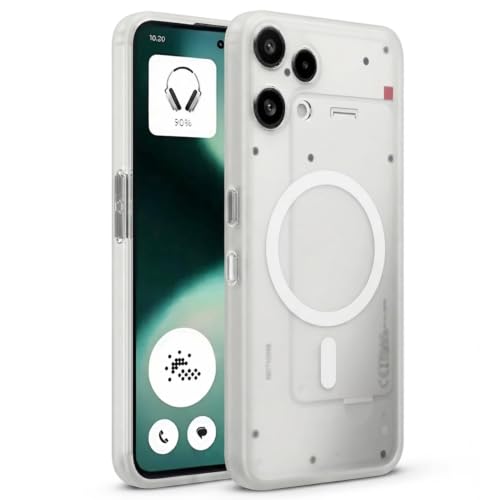 Image of DIZORO Matte Case for Nothing 3A Lite Compatible with MagSafe, Camera Lens Full Protection, Shockproof Translucent Frosted TPU Soft Phone Cover, Anti-Fingerprint (White)