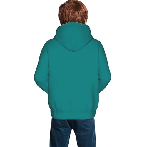 Teal Kid Hoodies Boys Sweatshirts Girls Pullover with Pocket4