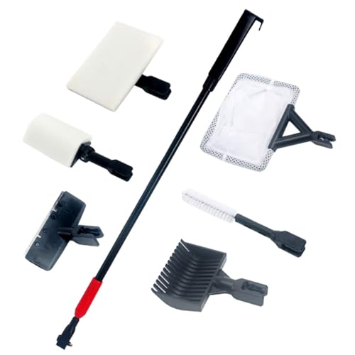 COSMEVIVI 水槽用 6イン1ブラシ 藻類スクレーパー 窓クリーナー ロングハンドルブラシ 使いやすい交換用ヘッド