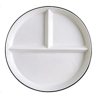 Porcelain Divided Plates, Round Portion Control Plates for Weight Loss for Adults, Compartment Dinner Plates for Dessert Salad Steak Sushi Spaghetti