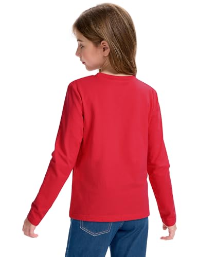 Image of KEREDA Girls Long Sleeve Shirts Soft Cotton T-Shirts Crewneck Basic Tees for Kids and Teen Girls Tops Clothes