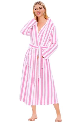 Image of Umeyda Girls & Women Fleece Hooded Robes, Soft Fuzzy Bathrobe Warm Plush Fluffy Bath Robe for Kids Womens