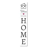 Leveeno Welcome To Our Home Front Porch Sign Rustic Vertical Wooden Leaner Board Front Door Yard Patio Farmhouse Decor 48x8 Inch