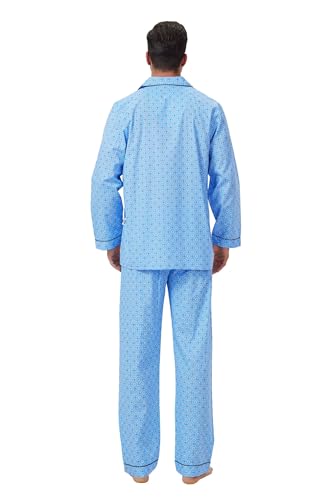Image of GLOBAL Mens Pajamas Set, 100% Cotton Woven Drawstring Sleepwear Set with Top and Pants /Bottoms