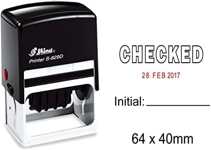 Inking Shiny日付スタンプwith Checked &初期テキストOfiice StationaryゴムStam 【デジタル数字】