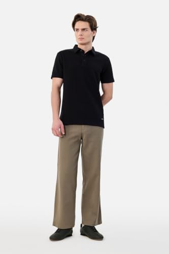 Image of SNITCH Men Casual Wear Trousers| Regular Fit Mid Rise Solid Wide-Leg Pants | 100% Linen Breathable & Lightweight Fabric for Summer, Office & Outings