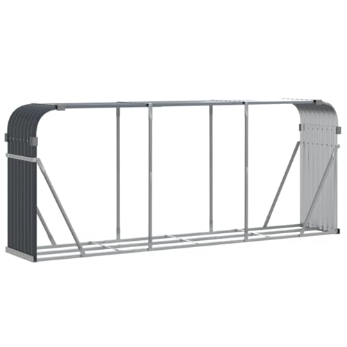 vidaXL Kaminholzunterstand, Kaminholzregal mit viel Stauraum, Feuerfest Brennholzregal mit Haken, Garten Holzlager Unterstand, Anthrazit 234x45x100cm...