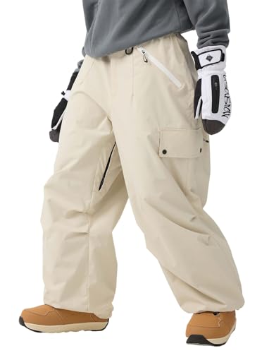 GSOU SNOW Women Men Baggy Ski Pants Loose Snowboarding Pants Snow Sport Insulated Waterproof Windproof Outdoor Sport