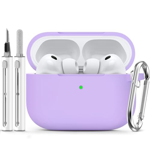 Image of Ljusmicker for AirPods Pro 3 Case 2025 with Cleaner Kit,Soft Silicone Protective Cover for Apple AirPods Pro 3rd Generation Cases for Women Men,for AirPod Pro 3 Cover with Keychain-Purple