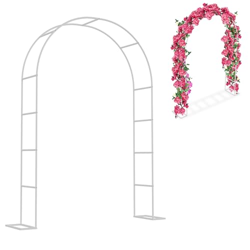 Aufun Rosenbogen aus Metall, 2,4M Gartenbogen Rankgitter Rosenhilfe aus Pulverbeschichtetem Stahl, für Pflanzen zur Unterstützung von Rosen,...