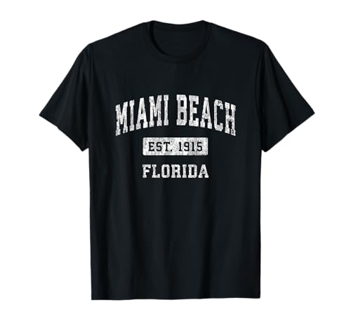Miami Beach Florida FL Vintage Established Sports Design T-Shirt