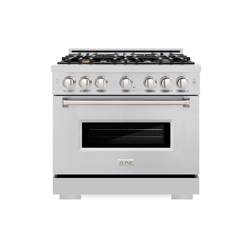Comparison: Best 36 Inch Stove 6 ZLINE 36 in. 5.2 cu. ft. Classic Gas Range with Convection Gas Oven in Stainless Steel with 6 Brass Burners (CGR-BR-36)