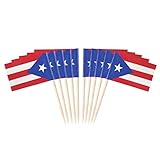 JAVD CYPS 100 Pcs Puerto Rico Flag Puerto Rican Toothpick Flags, Small Mini Stick Cupcake Toppers Puerto Rican Flags,Country Picks Party Decoration Celebration Cocktail Food Bar Cake Flags