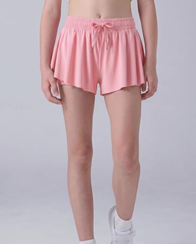 Image of 1 or 3 Pack Girls Flowy Shorts with Spandex Liner & Pocket, 2-in-1 Athletic Butterfly Shorts for Running Dance
