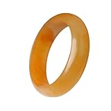 Natural Yellow Huanglong Jade Bangle Bracelet for Women, Round Chinese Lucky Jewelry for Christmas Gift (58-60mm)