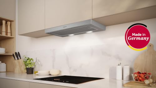 NEFF D46ED52X1, napa s ravnim zaslonom N 50 60 cm, proizvedeno u Njemačkoj, ispušni zrak ili recirkulirani zrak, ugrađena napa s velikim izlazom ispušnog zraka, tihi rad, LED, srebrna metalik