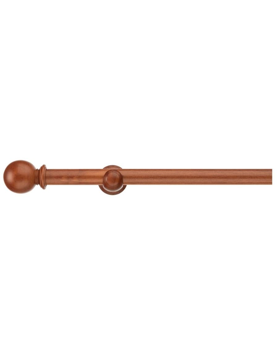 Abc Decor Chestnut 28Mm Naturals Eyelet Wooden Wood Curtain Pole, Ball Finials, 180 Cm