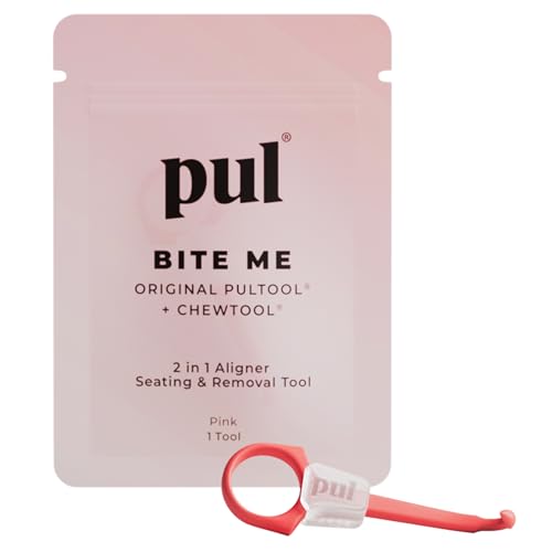 2 in 1 Clear Aligner Chewies and Removal Tool Combo for Invisalign Removable Braces and Trays By PUL (1 Pack) (Pink)