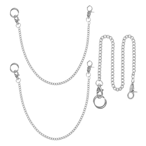 LALADEFIEE 3Pcs Pocket Watch Chains for Men Stainless Steel Metal Wallet Chains for Wallets and Watch Supplies