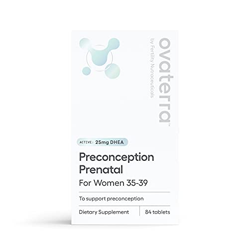 Women’s Preconception Vitamins with DHEA - 25mg DHEA, 1,000 mcg Folic Acid, Iron, Vitamins B6, B12, C, D, and E, 12 Week Supply (84 Tablets)