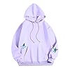 Generisch New Hoodies with Letter Print, Long Sleeve Pockets, purple, S #3