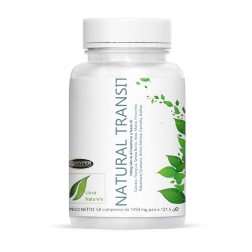 NATURAL TRANSIT 60 Cpr Integratore Lassativo, Trattamento Stitichezza, Irregolarità, Gonfiore, Transito Intestinale, Intestino Pigro, Metabolismo lento, Compresse Alto Dosaggio, Made in Italy