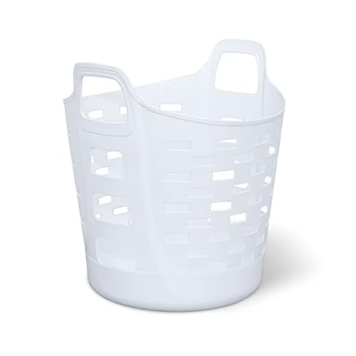 Clorox Flexible Laundry Basket - Plastic Hamper for Clothes, Bedroom, and Storage - Portable Round Bin with Carry Handles, 1 Bushel, White