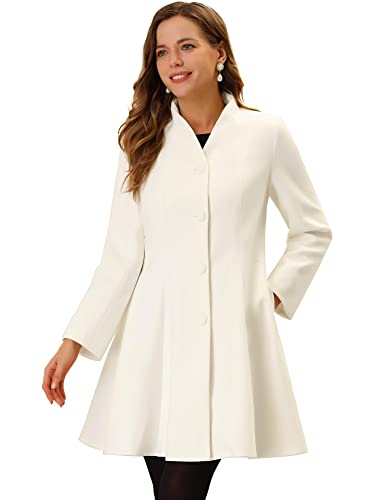 Manteau d'hiver trapèze à manches longues coupe ajustée blanc Medium