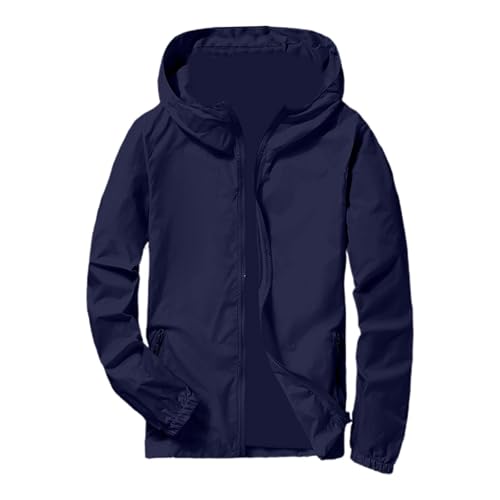JokeLomple Chubasquero impermeable para hombre, chaqueta de invierno resistente al viento, chaqueta funcional de secado rápido, cortavientos, chaqueta de senderismo para exteriores, corte holgado