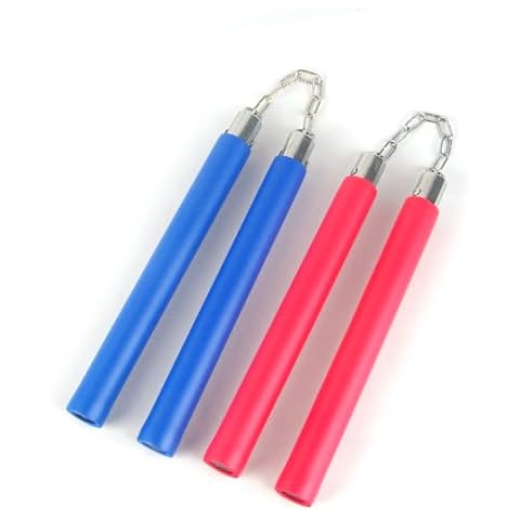 Superdo® Foam Nunchucks Safe Rubber Nunchakus (Red&Blue, Double Pack) Cover