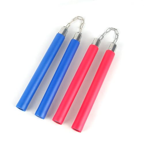 SuperdoÂ® Foam Nunchucks Safe Rubber Nunchakus (Red&Blue, Double Pack)