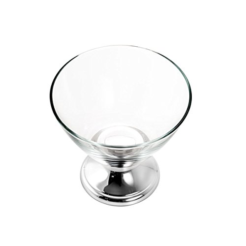Fruteira, Centro De Mesa 21,5cm De Vidro Com Pé De Prata Planet Wolff - R82125