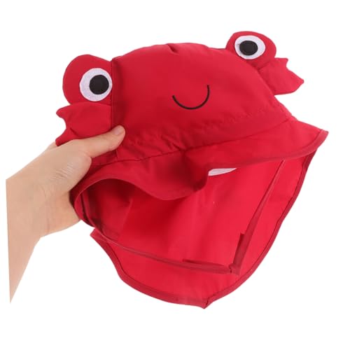 VALICLUD Outdoor UV Protection Sun Hat with Wide Brim for Boys Quick Dry Lightweight Crab Design for Beach Hiking Pool Play Ages Red4