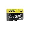 AGI TF138 Carte microSD 256 Go avec Adaptateur, et microSDXC, A2, U3, V30, Vitesse de Lecture jusqu'à 98 Mo/s pour Drone/DashCam/Appareil Photo/Téléphone/Switch/PC/Tablette