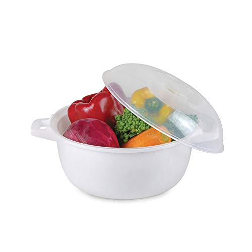 Kit Panela Microondas Caçarola Mini Plástico Branco 2 peças